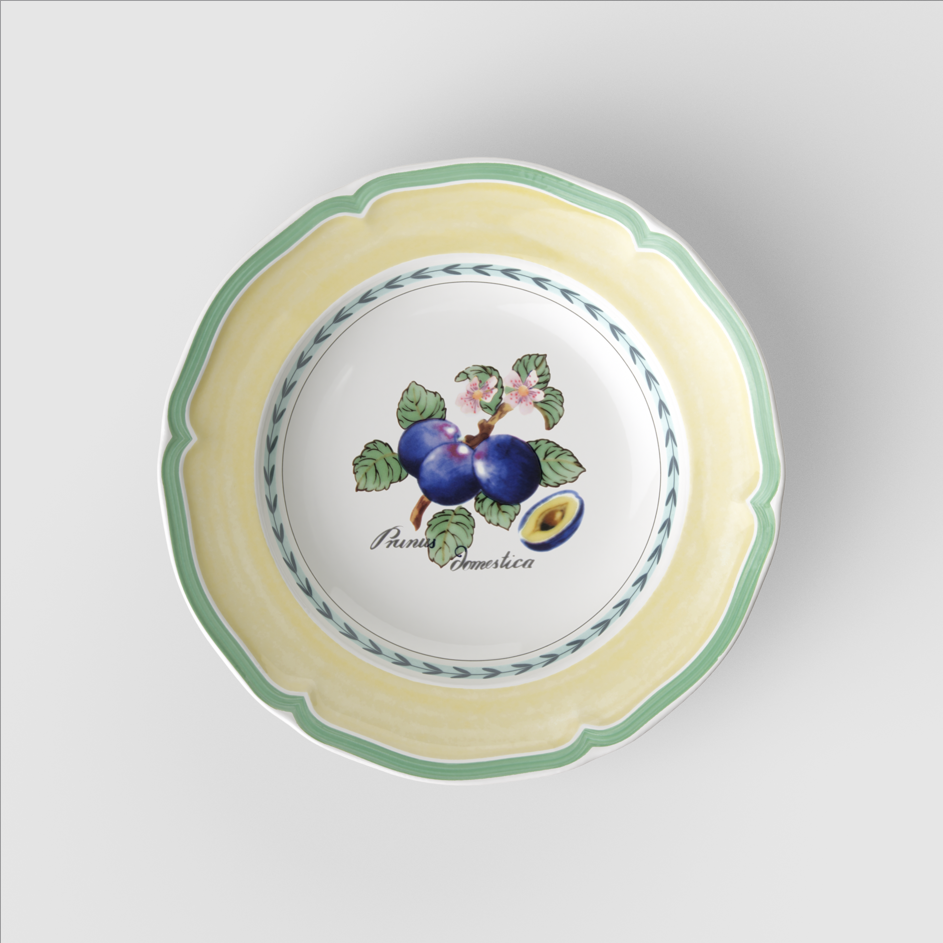 French Garden Soup bowl Multi-colored, 9'', Premium Porcelain