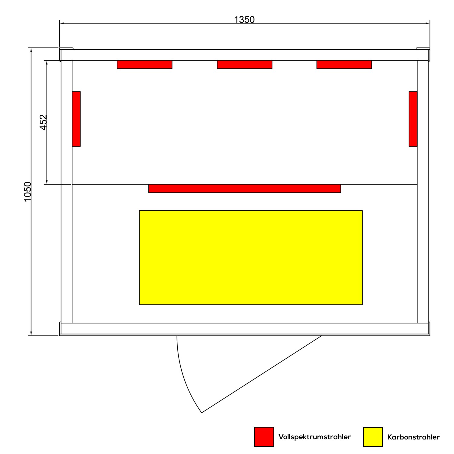Dewello® Infrarotkabine Infrarotsauna MILTON 135cm x 105cm inkl. 6 Vollspektrumstrahler, Bodenstrahler, 2 Personen, LED