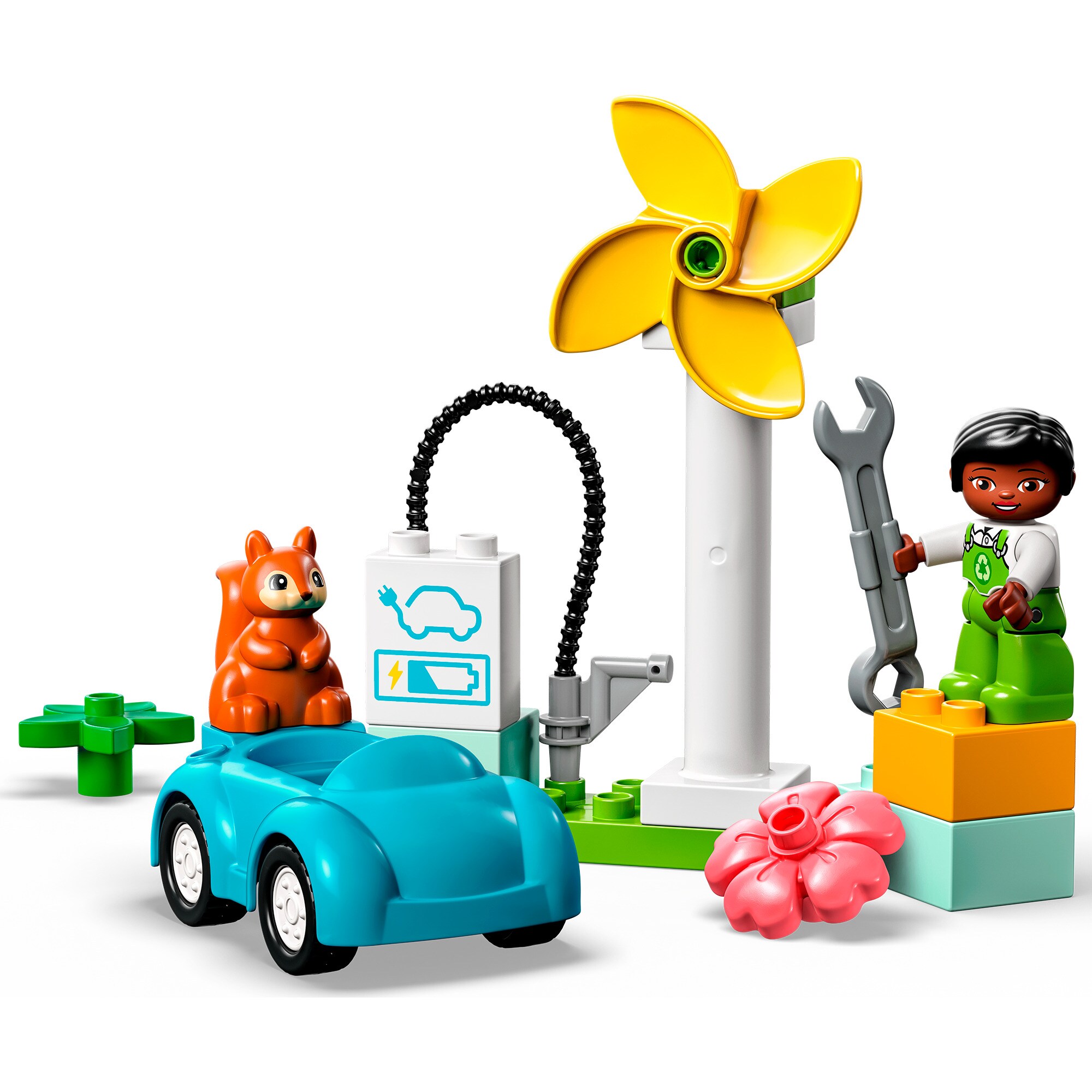 LEGO Konstruktionsspielzeug DUPLO Windrad und Elektroauto
