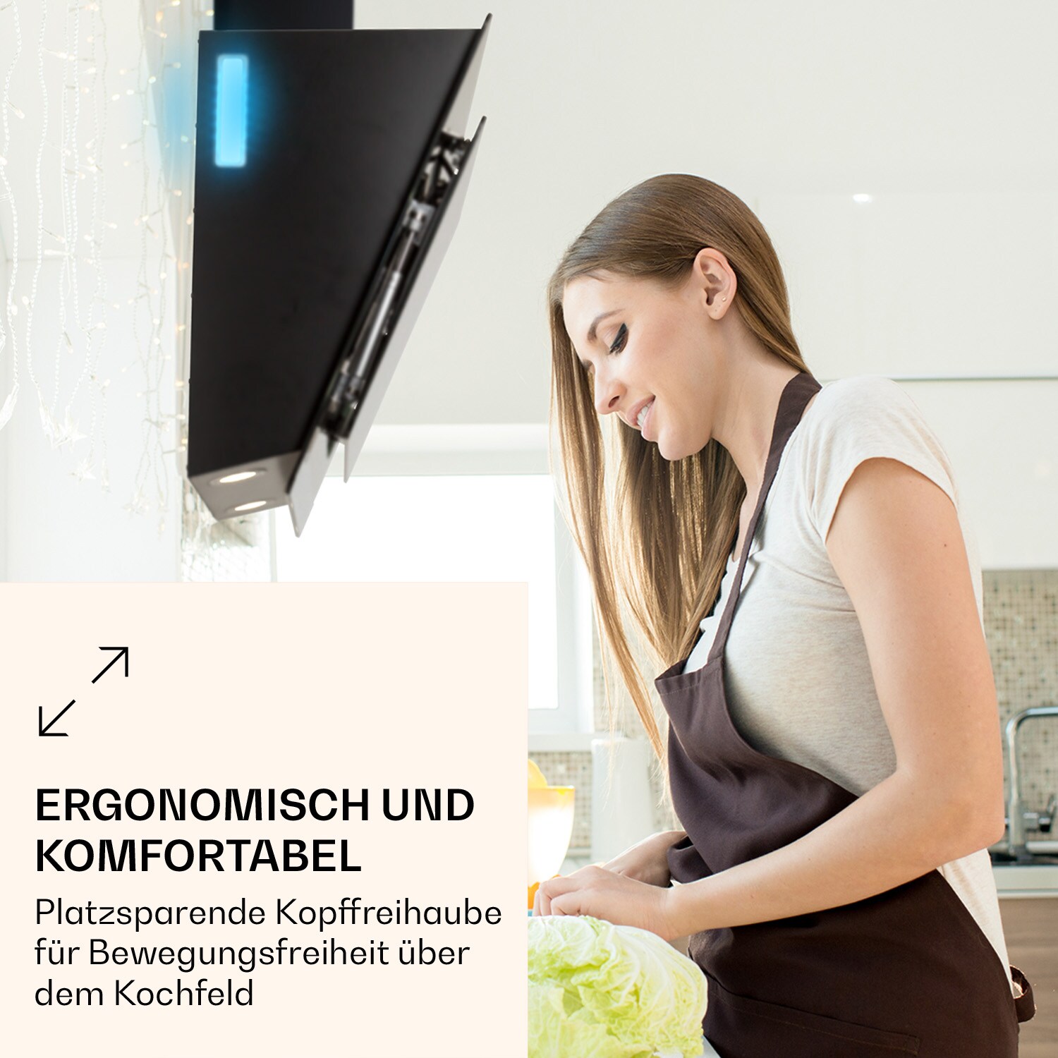 Aurora Eco 90 Dunstabzugshaube 550 m³/h 90cm kopffrei Ambientelicht Schwarz