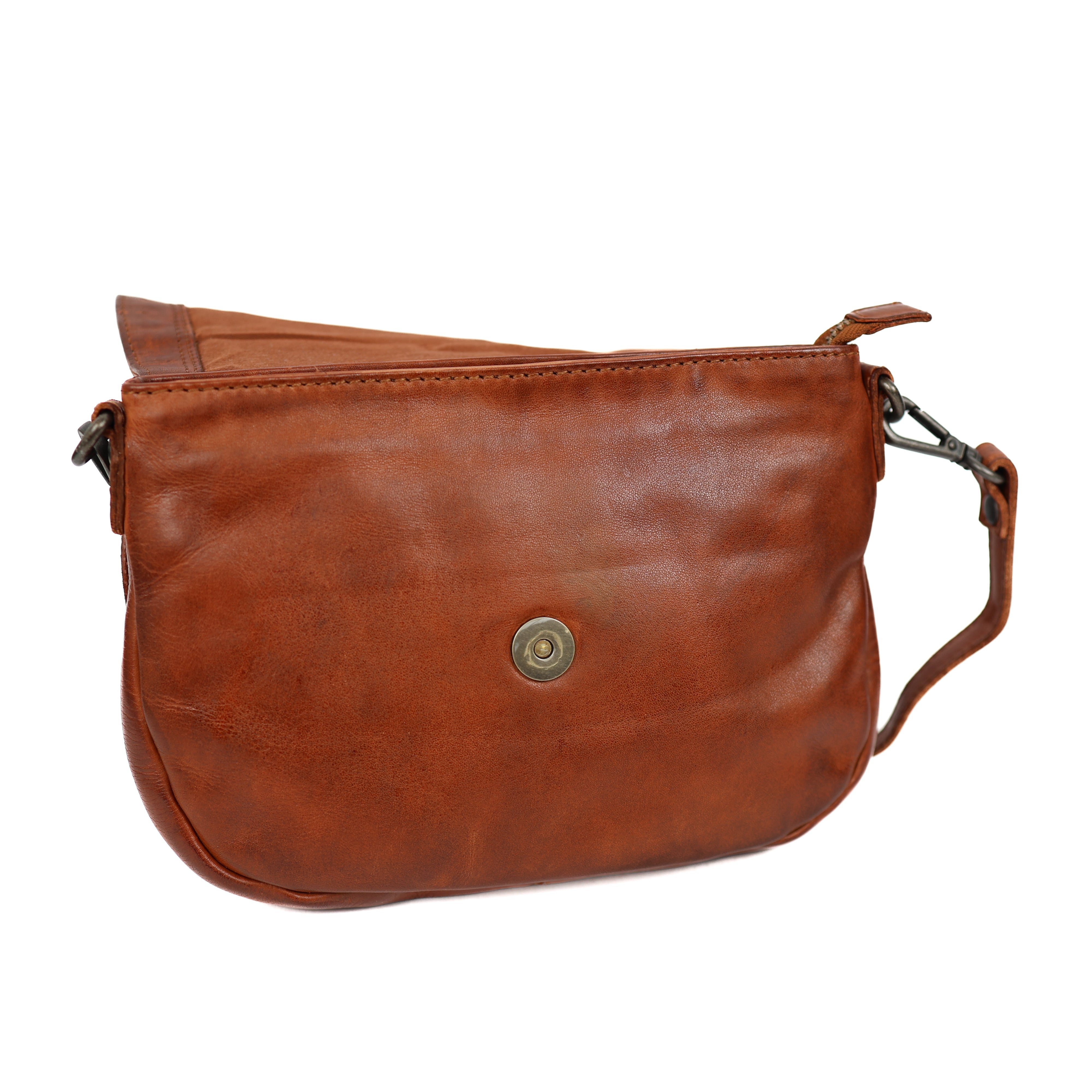 Klein schoudertasje met flap 'Maui' cognac croco Cognac