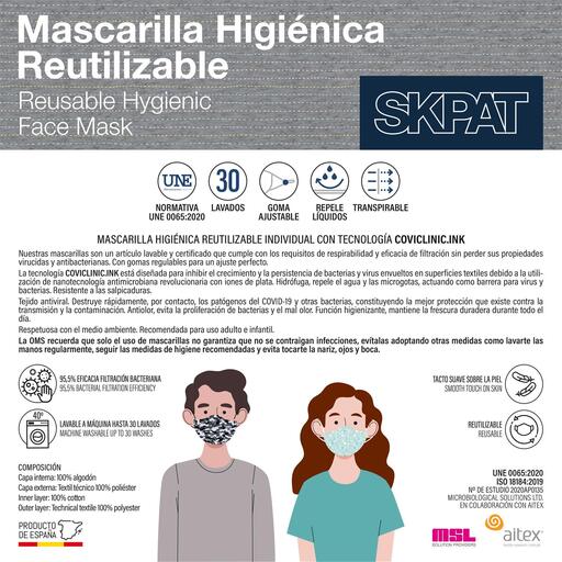 Máscara facial higiênica reutilizável básica Skpat