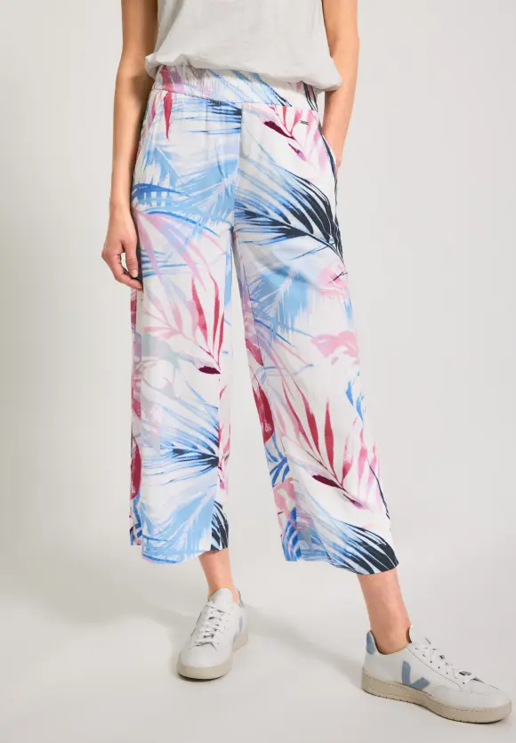 Casual Fit Hose mit Print - vanilla white