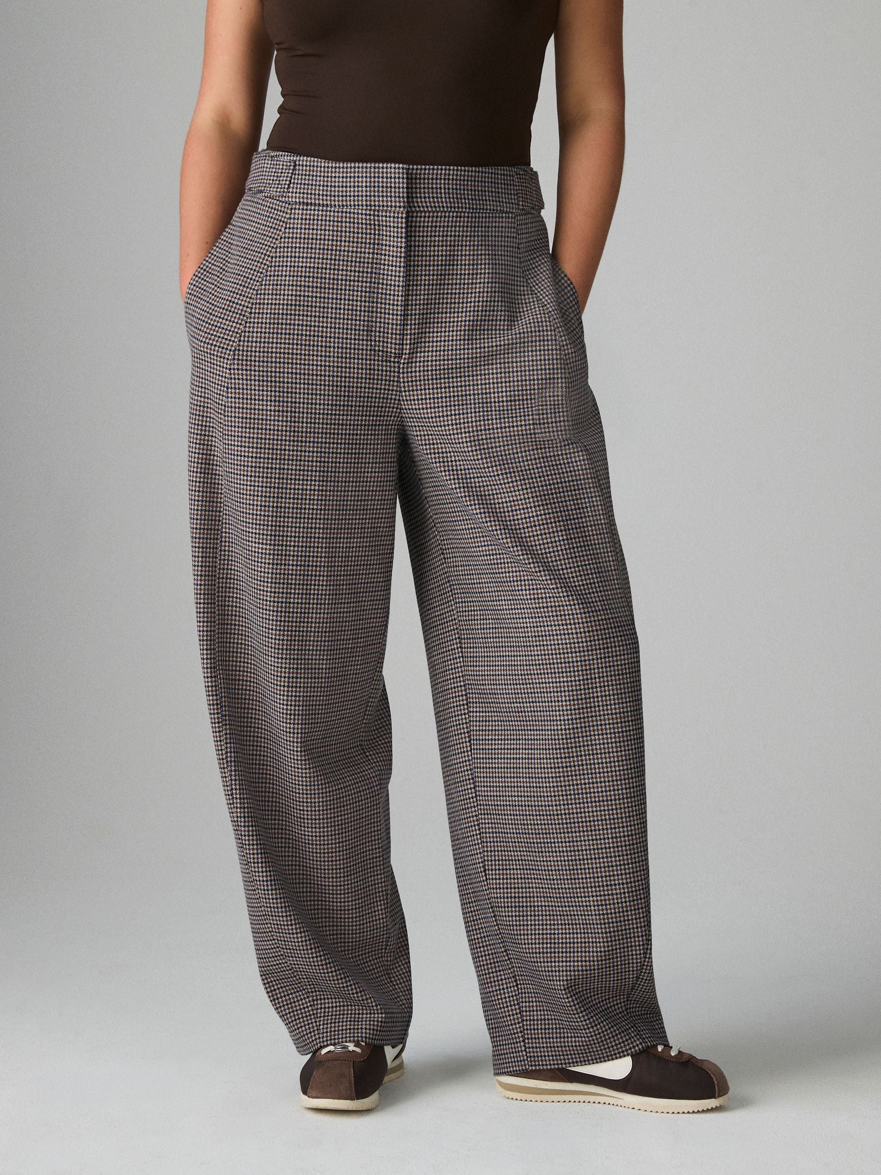Bruin geruit - Barrel Tailored Trousers