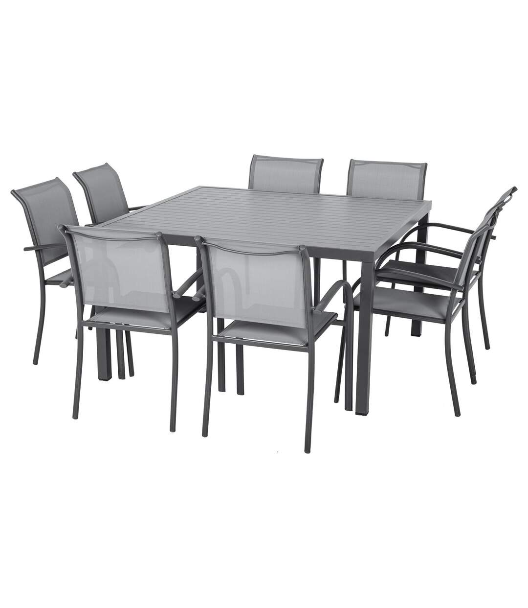 Table de jardin carrée en aluminum Piazza - 8 Personnes - Gris graphite