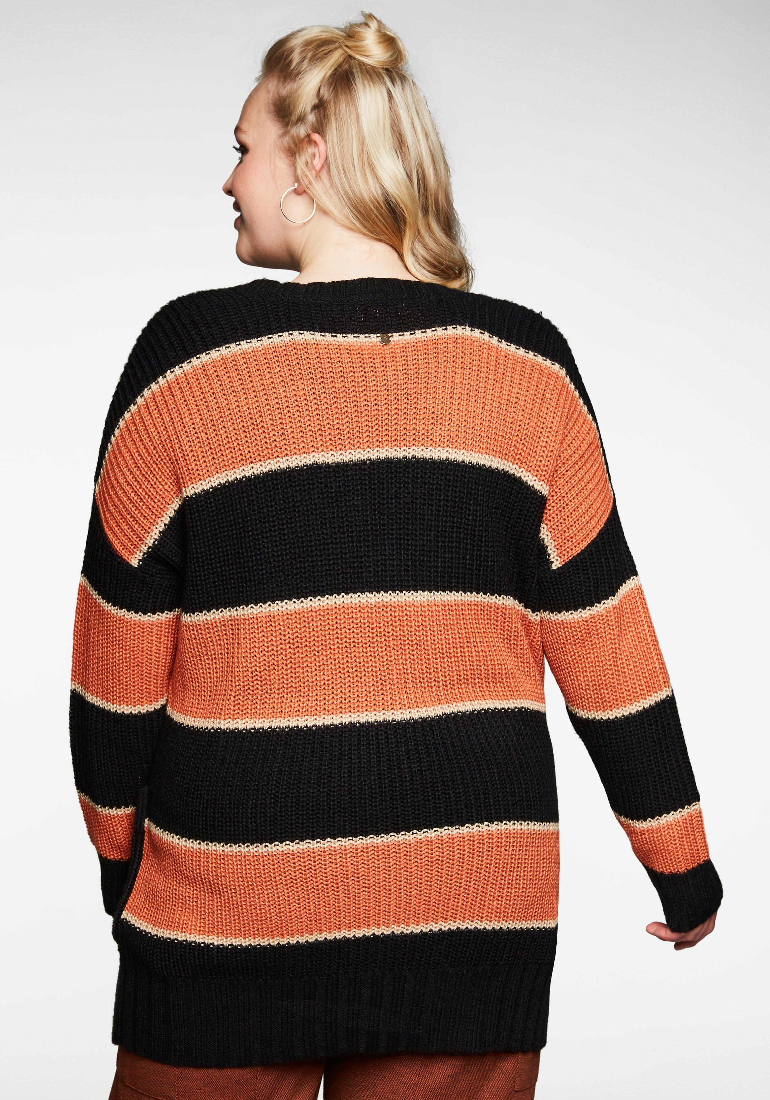 Strickjacke mit Blockstreifen, in Perlfang-Struktur