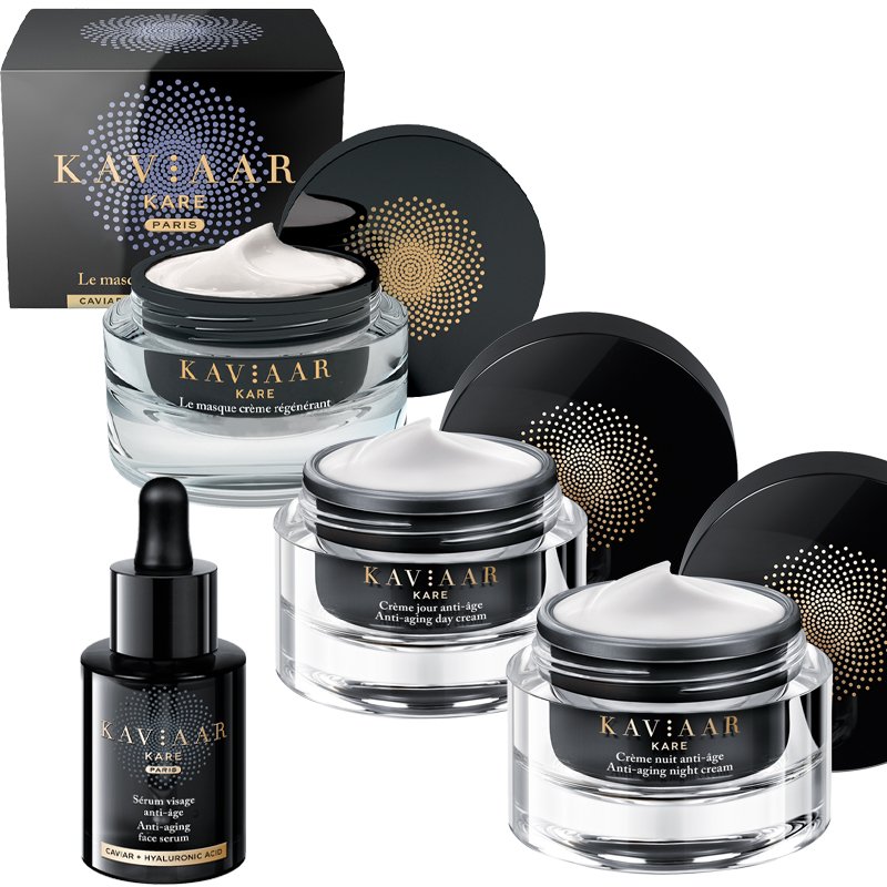 Routine anti-âge optimale - Caviar & acide hyaluronique - 4 soins