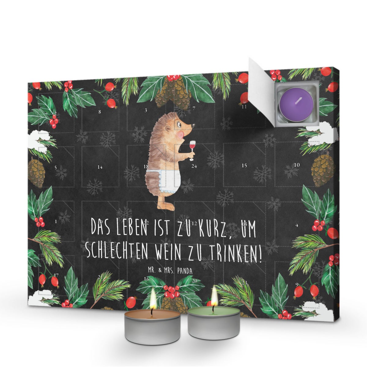 Mr. & Mrs. Panda Geurkaars Adventskalender Egel Wijn - Zwart