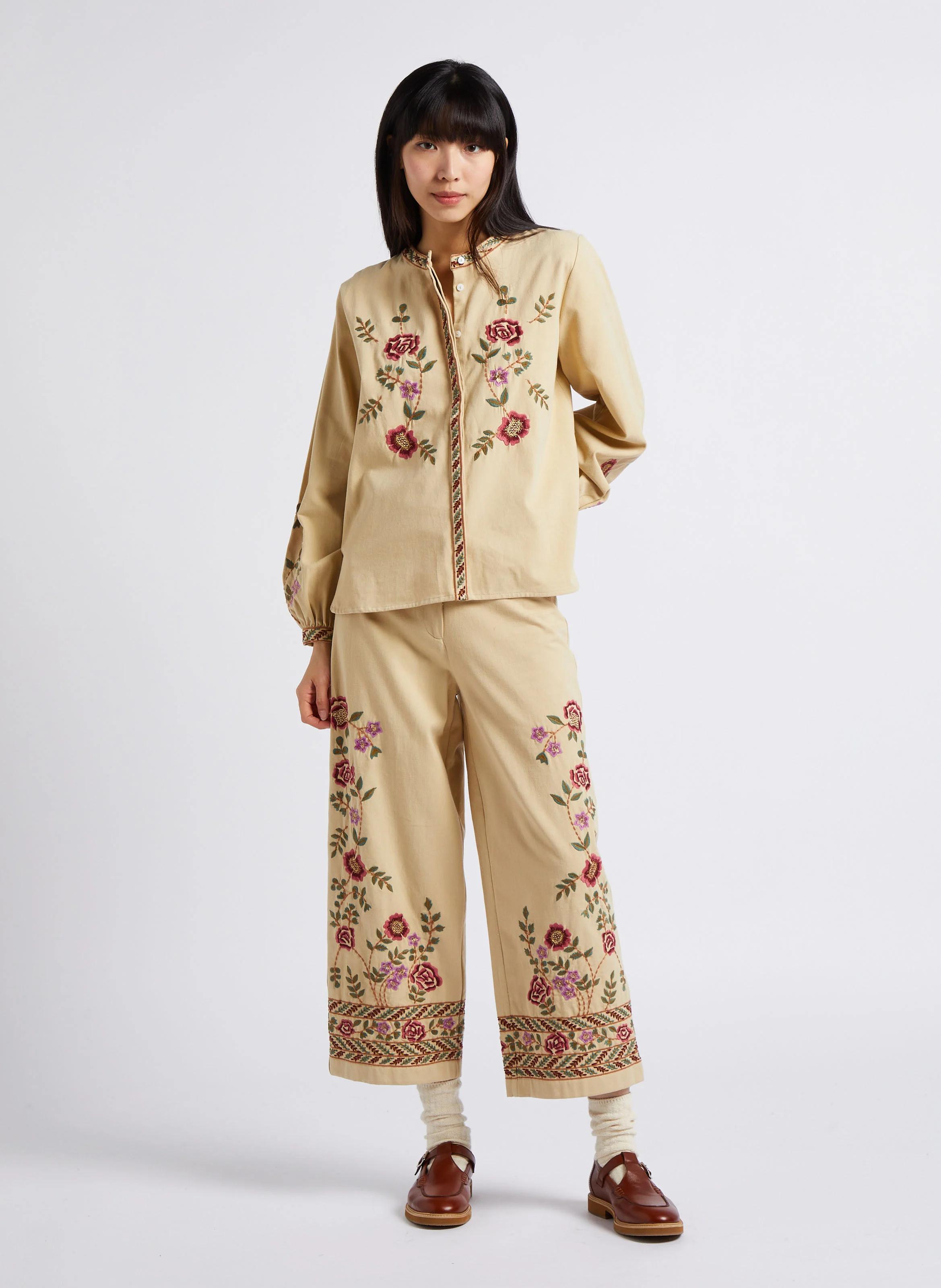JULIETTE - Chemise brodée en coton bio | Marron