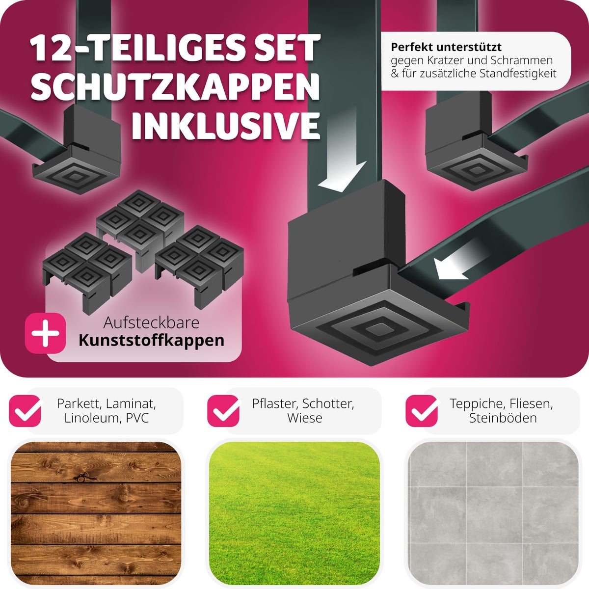 tectake Ludwig 3-delige biertuinset met parasolhouder, houtlook met blanke lak