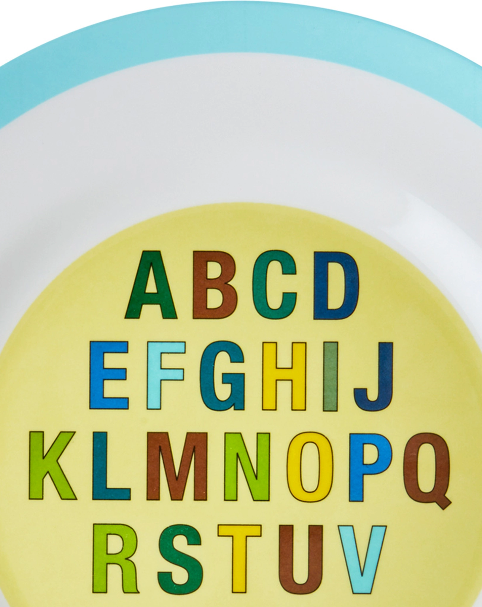 Melamin-Teller ALPHABET in hellblau
