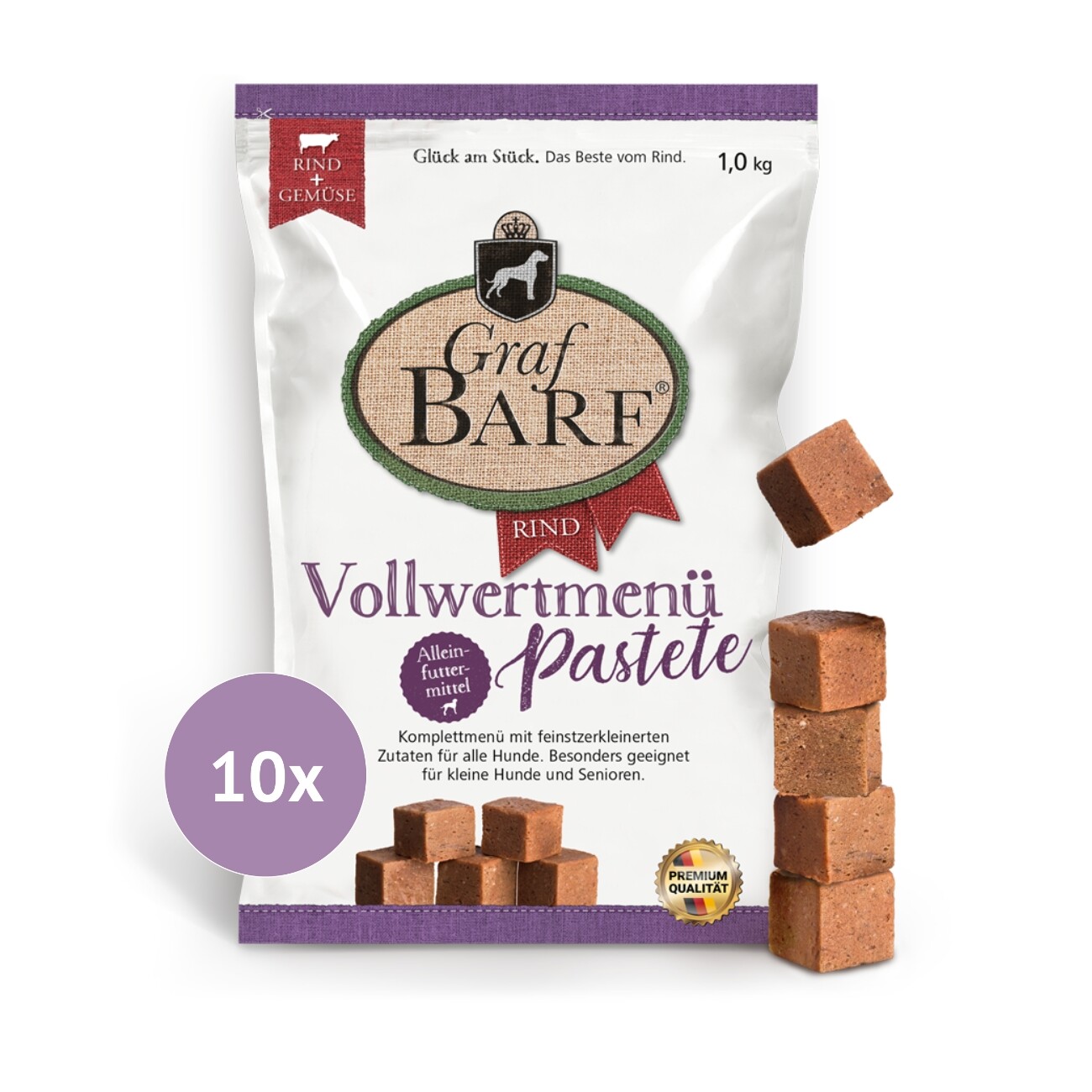 Graf Barf Vollwertmenü Pastete Rind 10x1kg