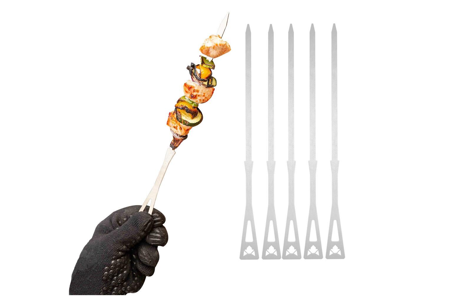 Grillspiess Set kurz, 6 StückGrillspiesse aus hitzebeständigem Edelstahl