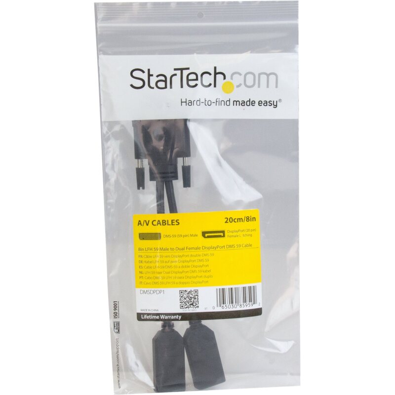 StarTech.com Câble adaptateur DMS-59 (LFH) vers 2x DisplayPort de 20cm - Câble en Y DMS 59 (M) vers double DP (F)