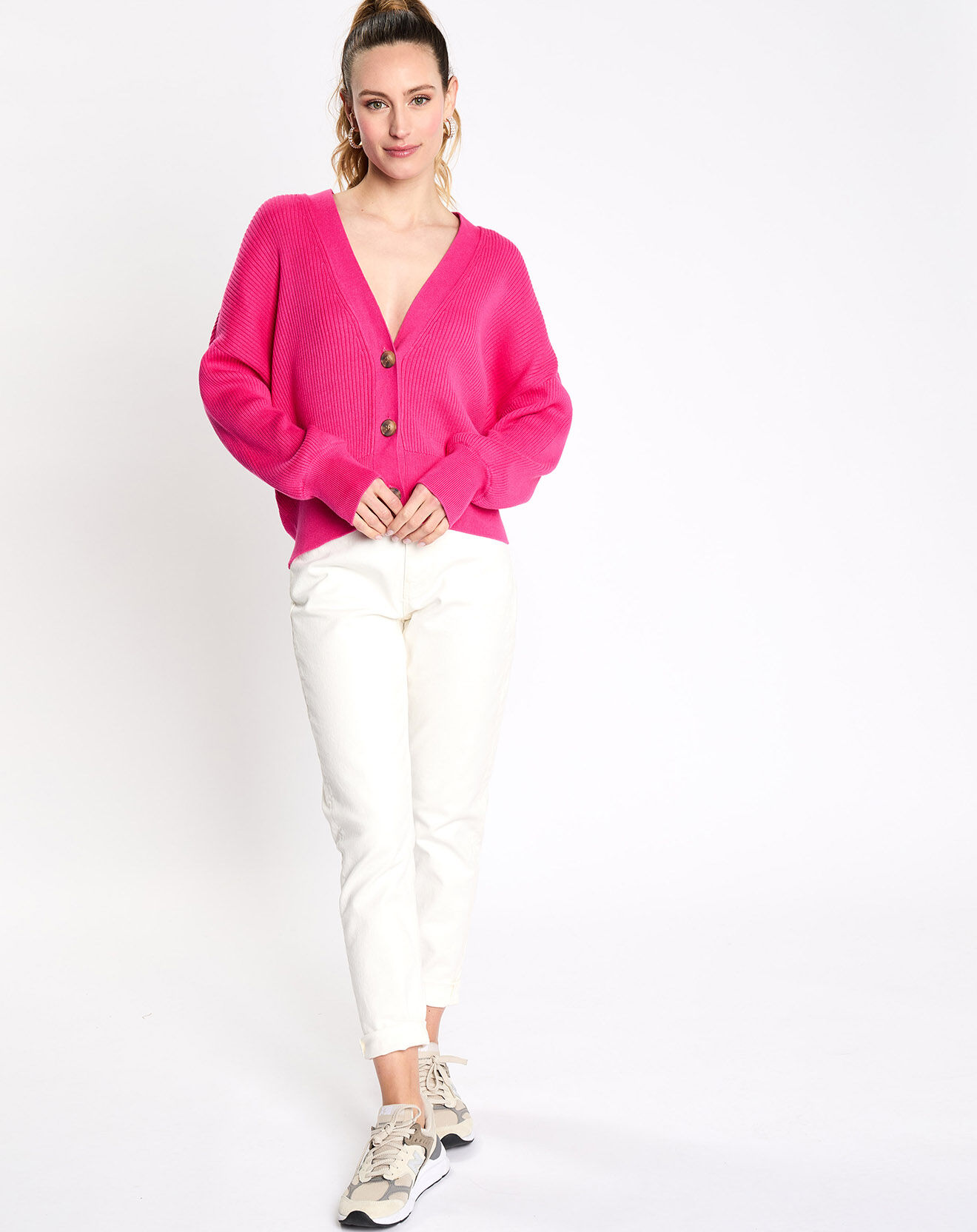 Esprit Cardigan gros bouton rose