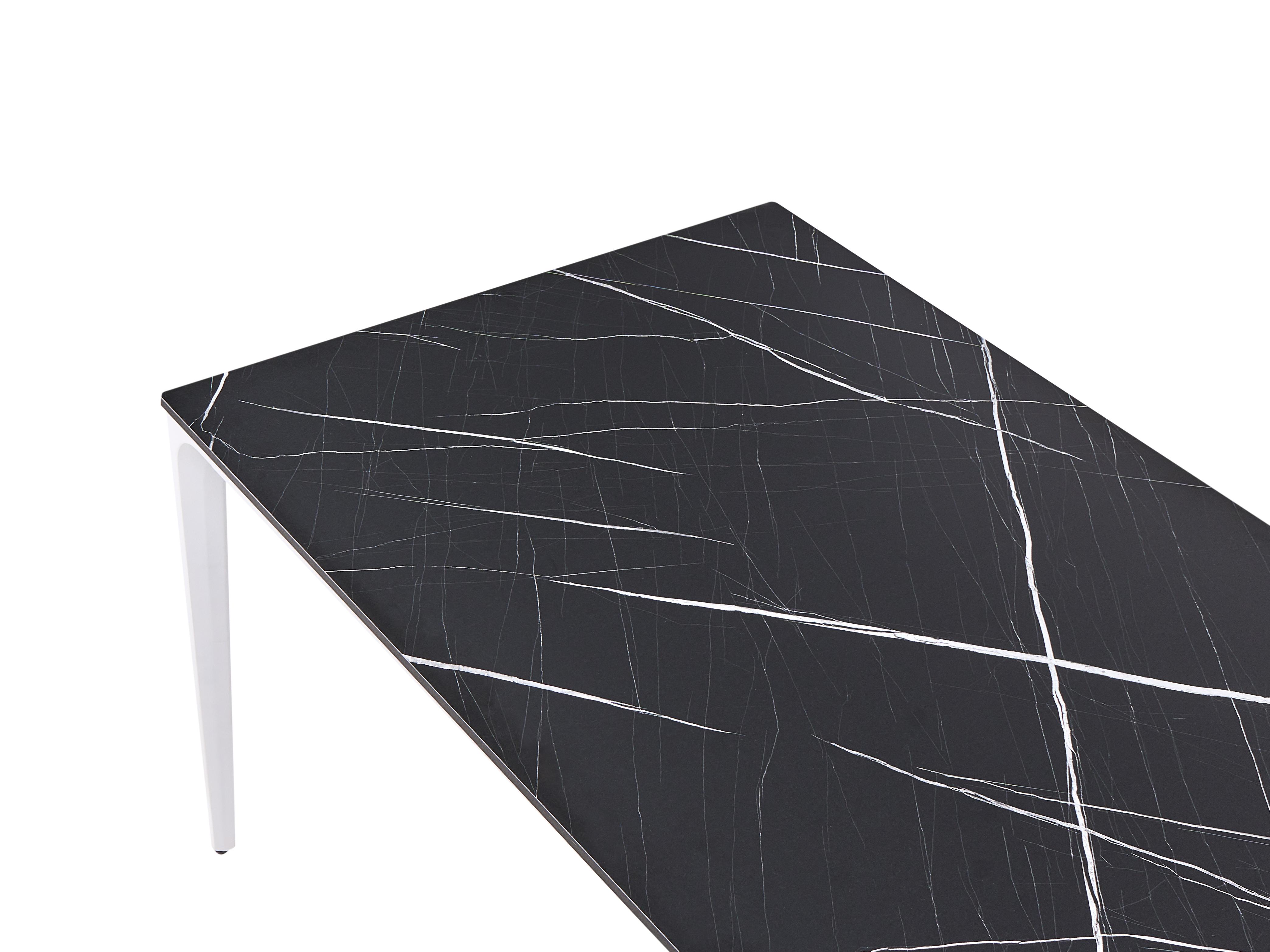 Tuin eettafel SOVARETO 180 cm 90 cm Marmereffect Zwart marmer