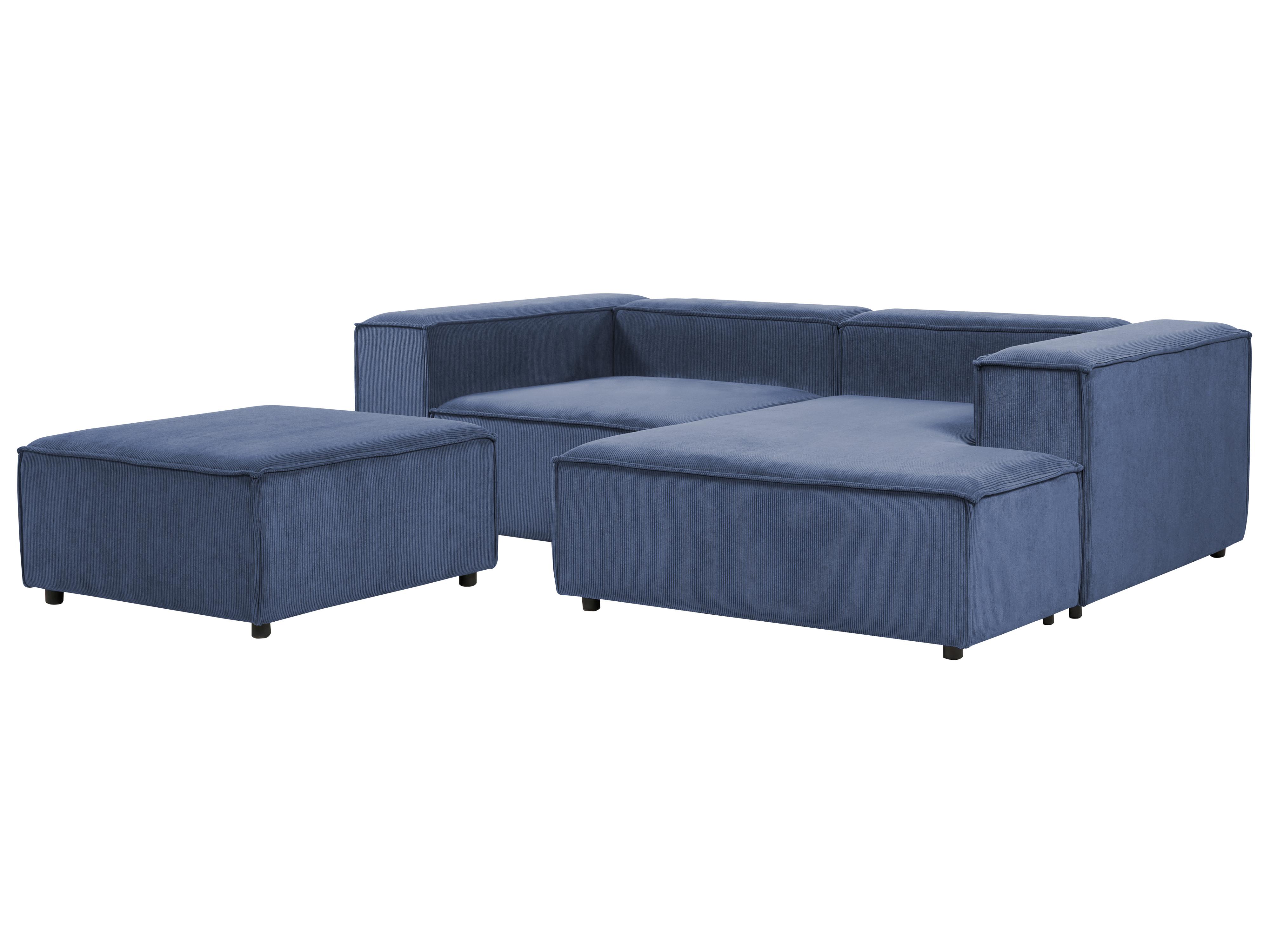 Modulaire hoekbank 3-zits ARDAL Corduroy Donkerblauw met ottomaan linkszijdig