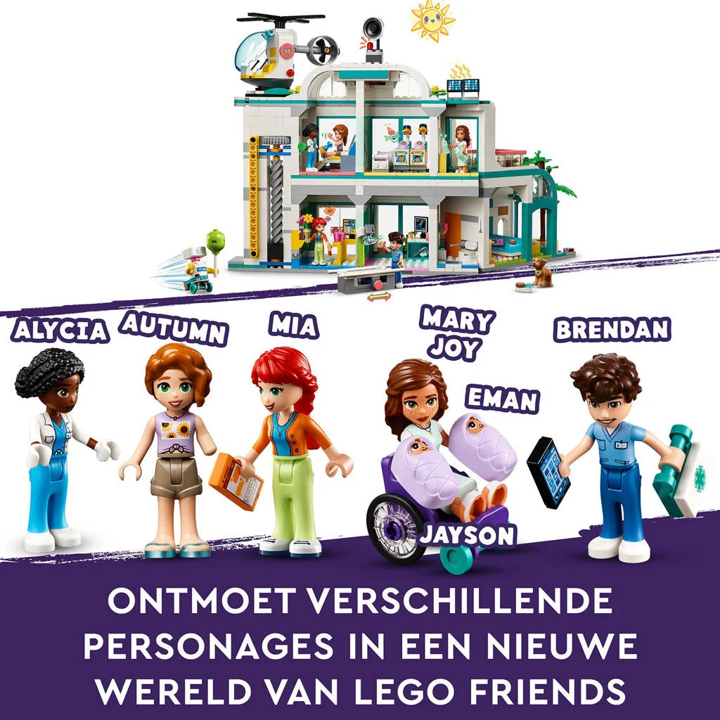 Veel speel plezierHeartlake City ziekenhuis Speelgoed met Robot, Mini Poppetjes en Helikopter 42621