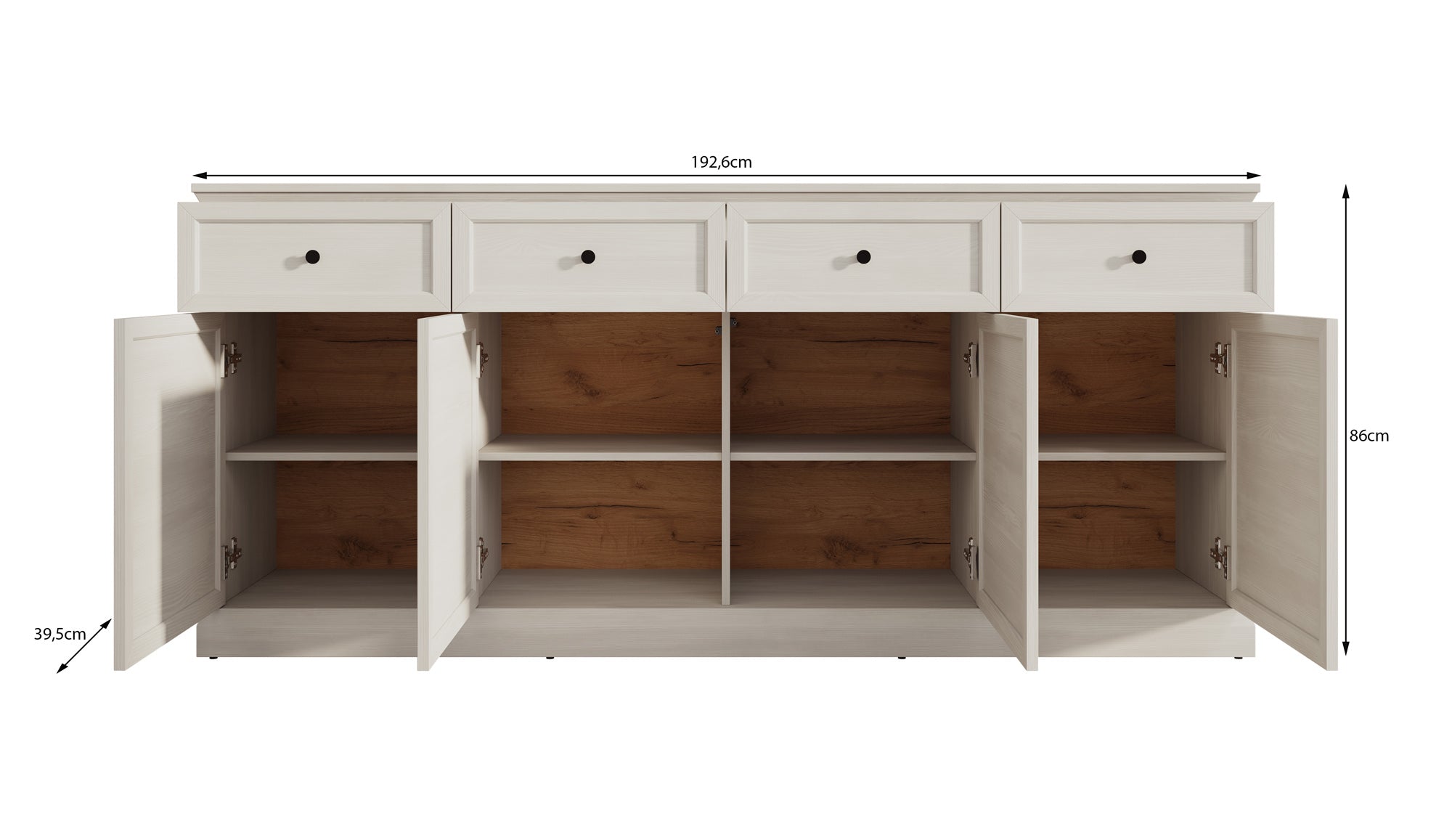 Meubella - Dressoir Leroy - Wit eiken - 193 cm