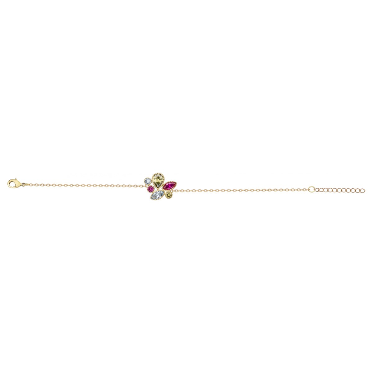 Bracelet souple mono-motif en Plaqué Or avec oxyde de zirconium multicolore