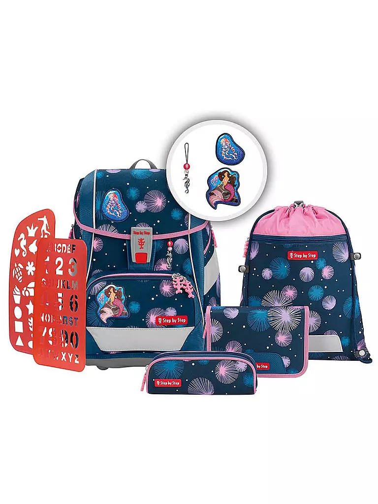 STEP BY STEP Schultaschen Set 6tlg - 2in1 Plus Mermaid Delia blau