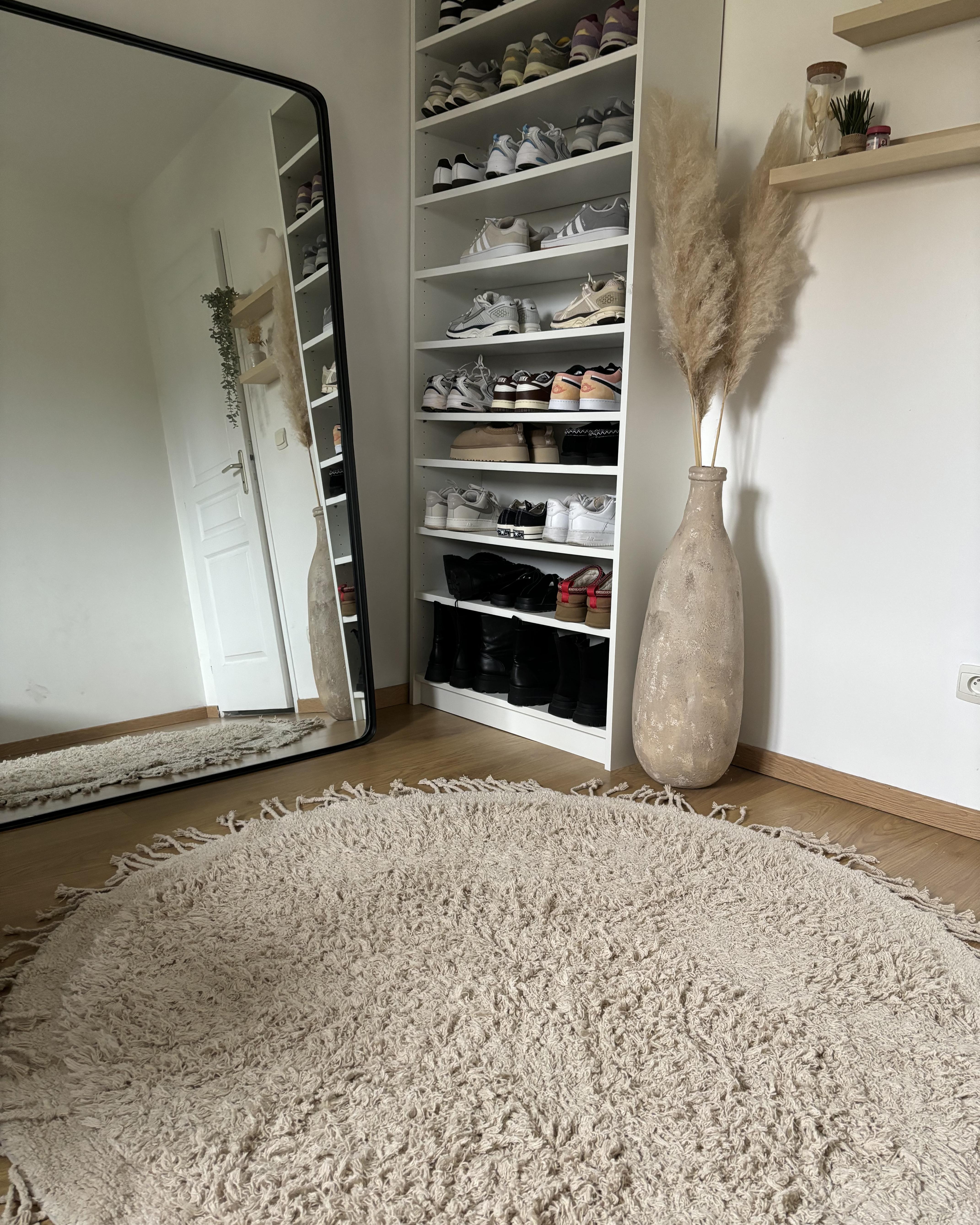 Vloerkleed BITLIS Lichtbeige ø 140 cm Katoen