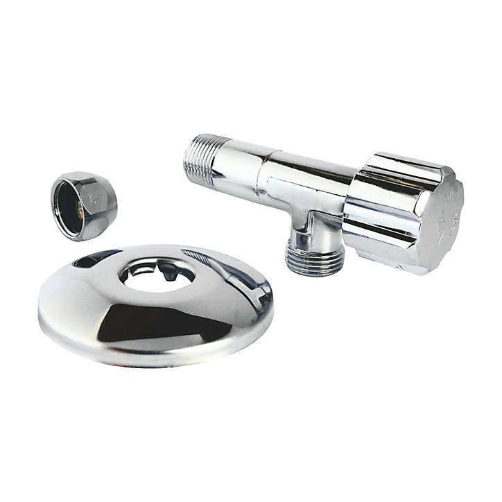 Robinet d'arrêt équerre sous-lavabo long, Mâle 15/21 - Tube cuivre Ø10 mm Schell
