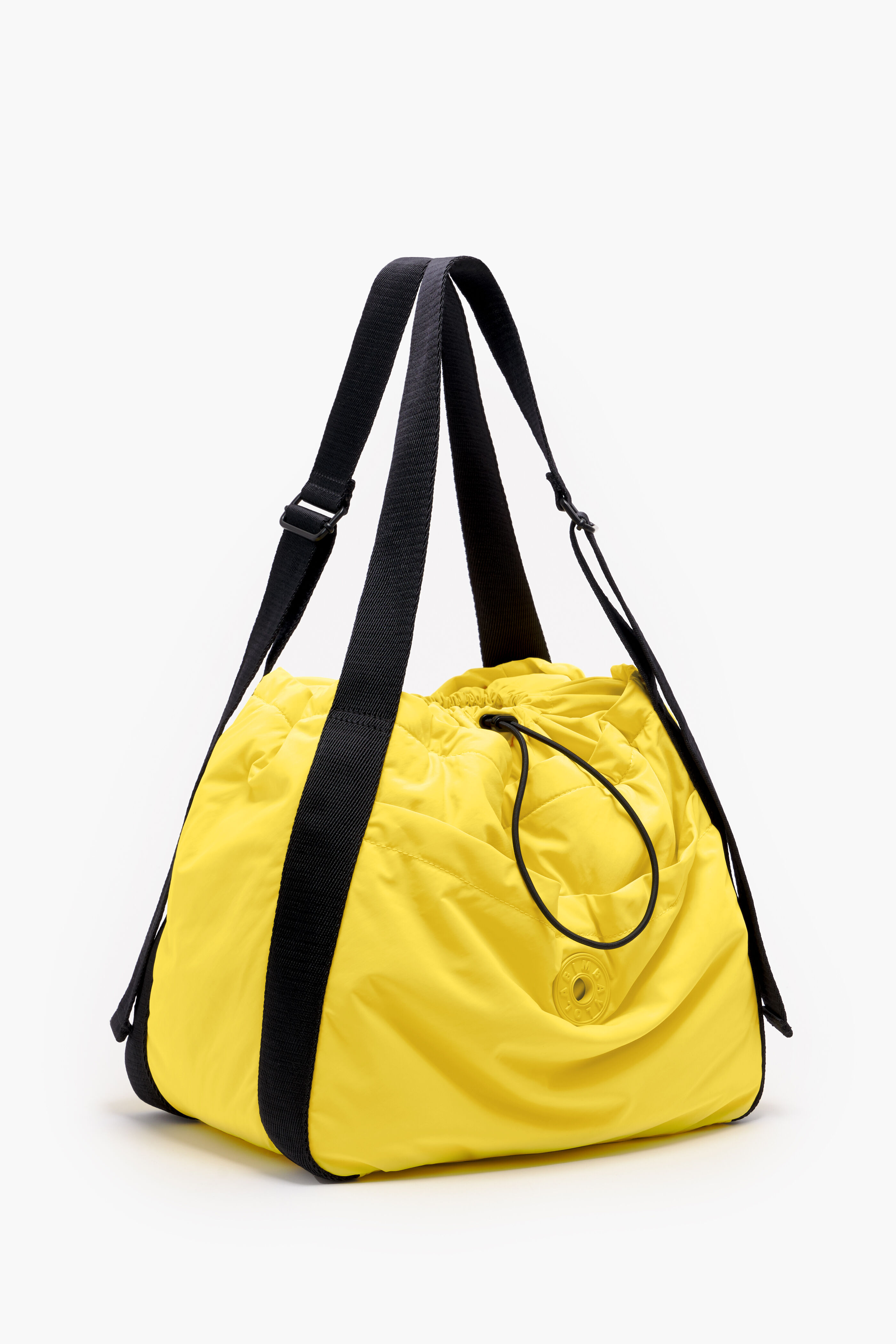 Saco grande de náilon amarelo com cordão