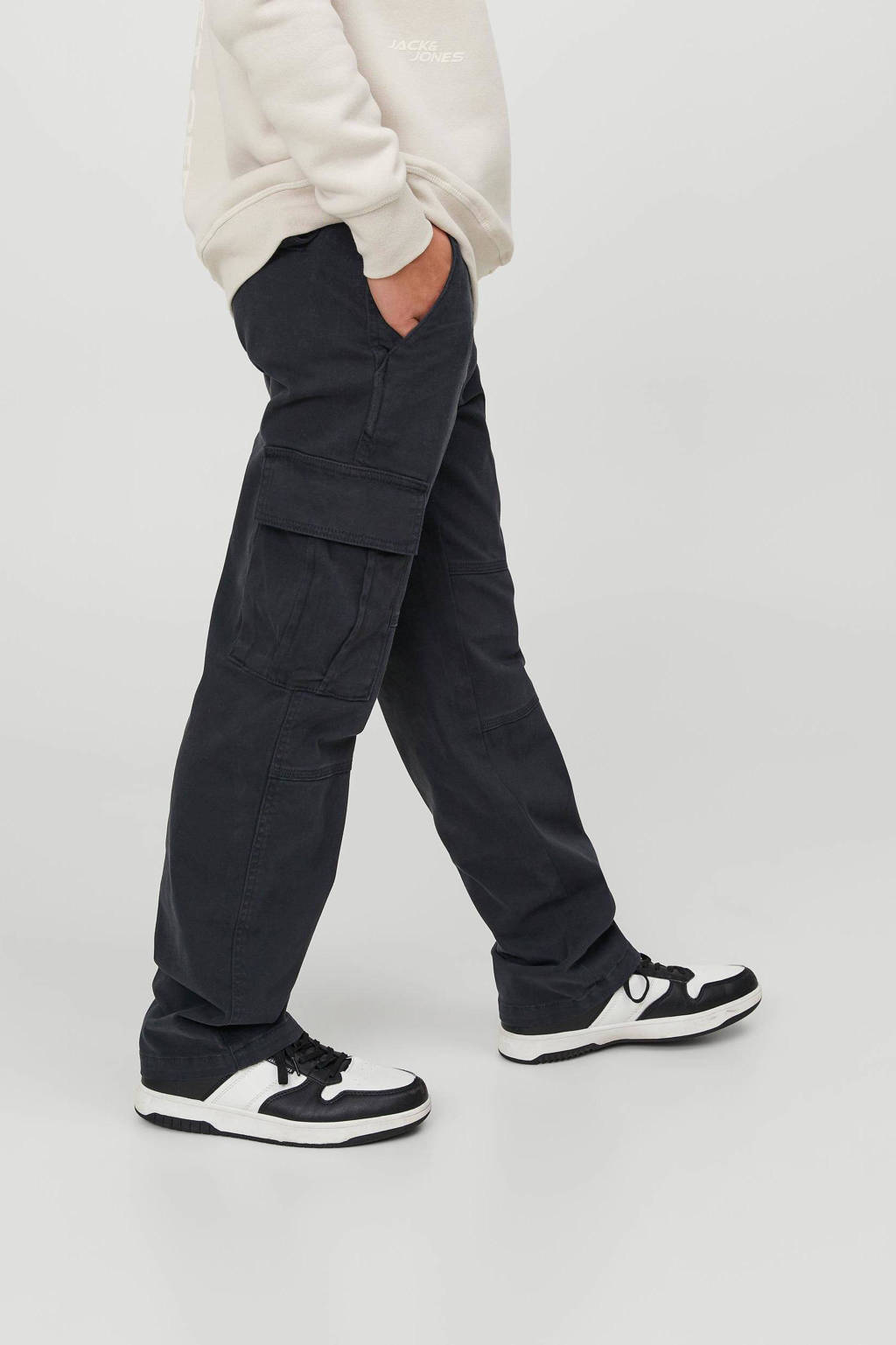 JACK & JONES loose fit cargobroek JSPTKANE JJHARLOW zwart