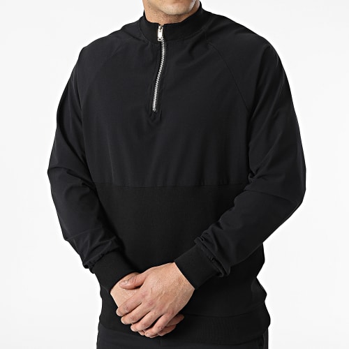 Ensemble Sweat A Col Zippé Et Pantalon Jogging LL497 Noir