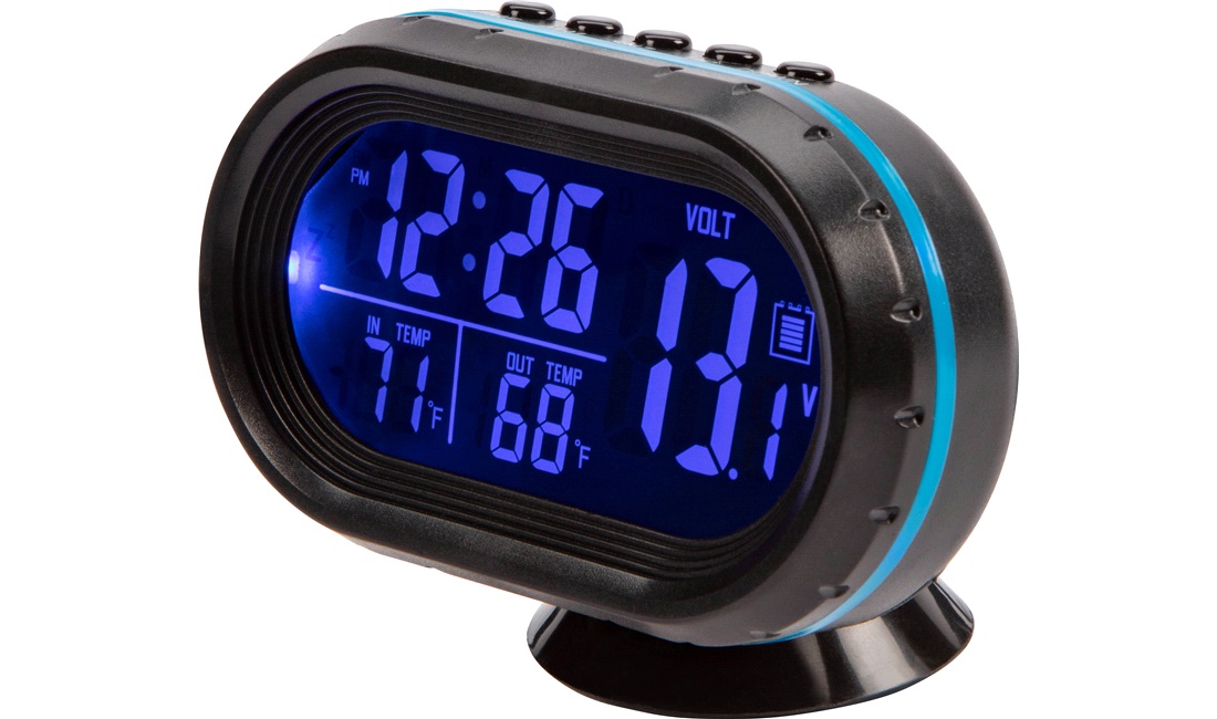 Digital inde/ude termometer voltmeter ur