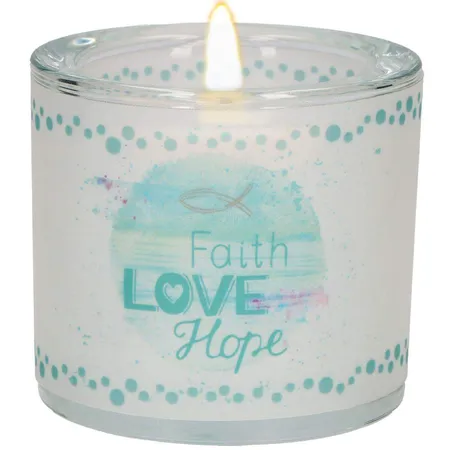 Butzon & Bercker Windlicht aus Glas zur Konfirmation - Faith, Love, Hope