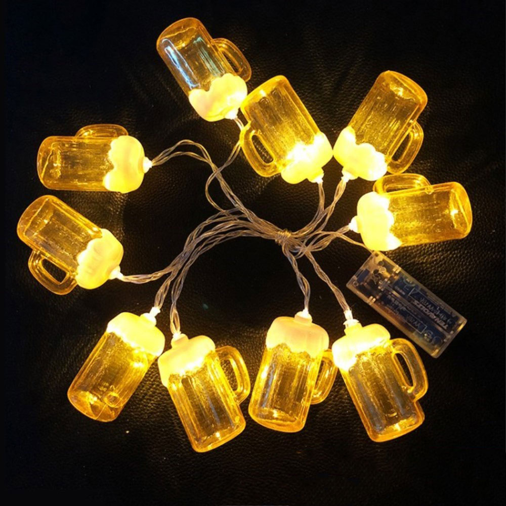 (3m) 20 LED's USB Deko Lichterkette Bier Krug Beleuchtung - Warmweiss
