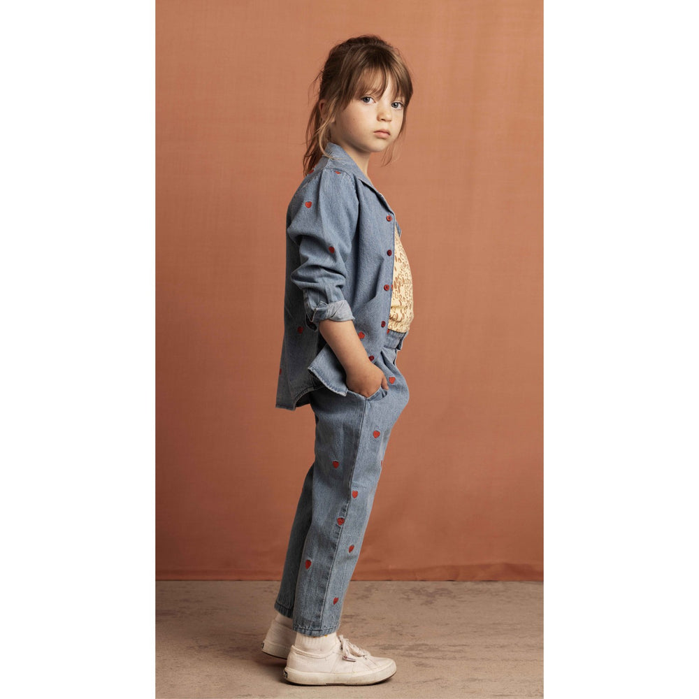 Køb Mini Rodini Blue Mini Hearts Aoe Woven Trousers