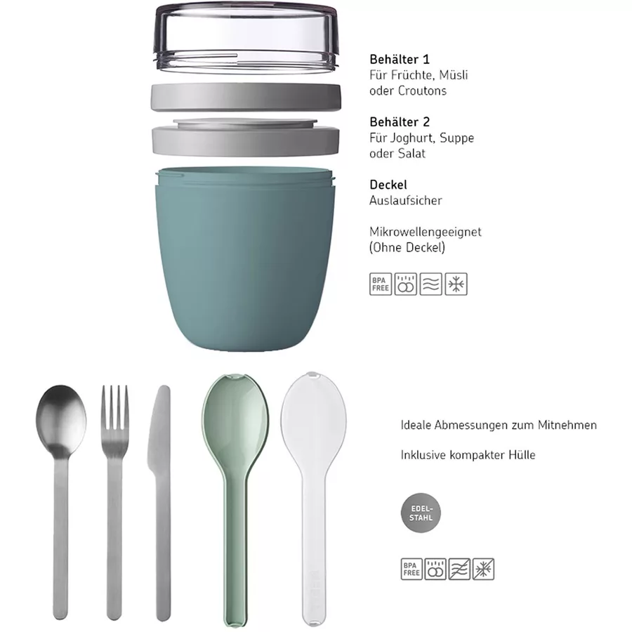 Mepal Lunchpot mit Besteckset Ellipse 500 + 200 ml 4er Set pink