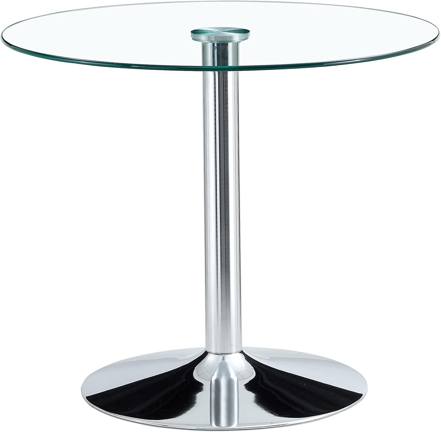 HAINEW Runder Glas Esstisch, Küchentisch Glastisch Esszimmertische mit Silberne runde Metallbeine für Esszimmer Wohnzimmer Küche, 85×85×76cm, HNDE2025111203 (85×85×76cm)