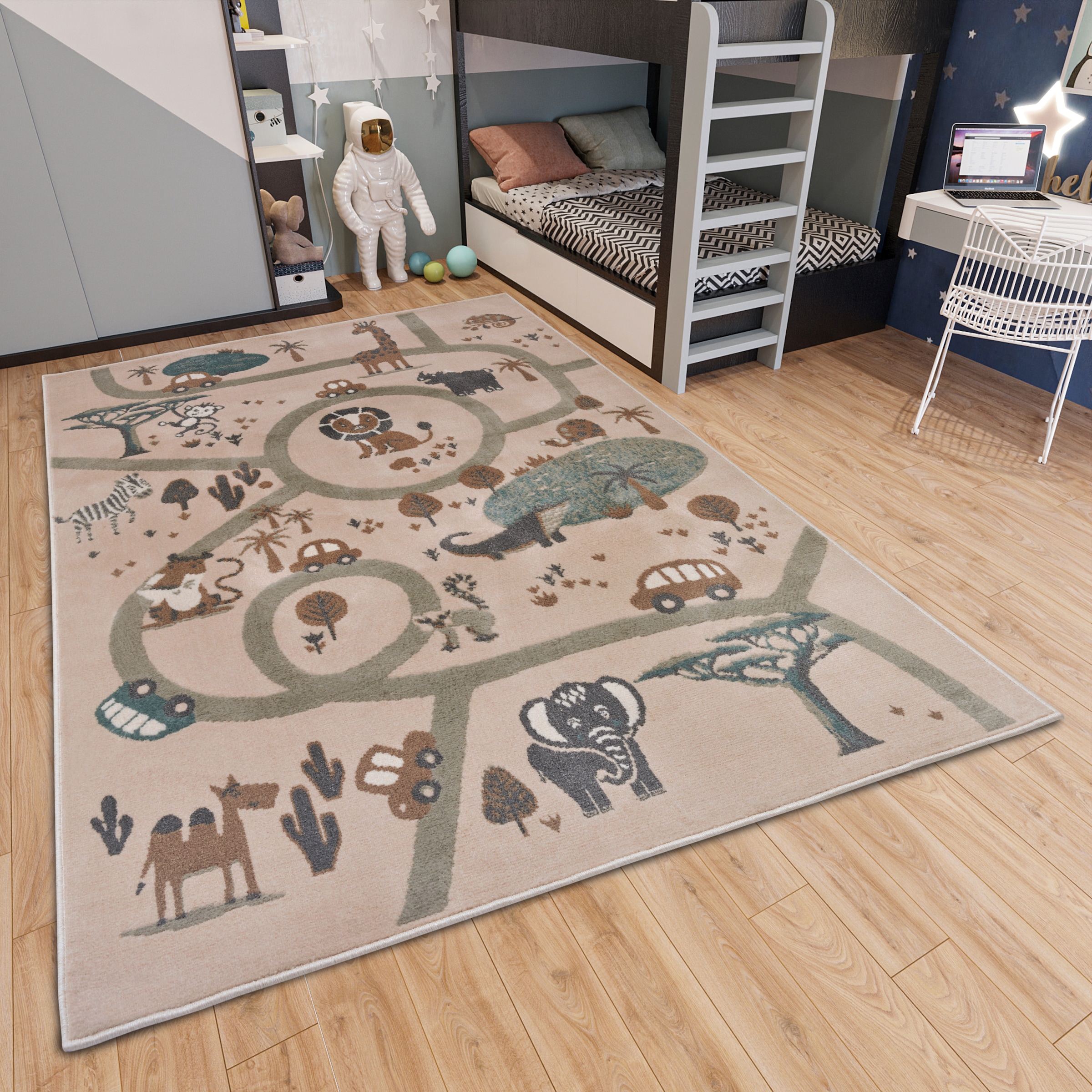 HANSE Home Kinderteppich »Adventures  Animal Park« rechteckig 8 mm Höhe Spielteppich, fest, Kinderzimmer, Kurzflor, Spielunterlage