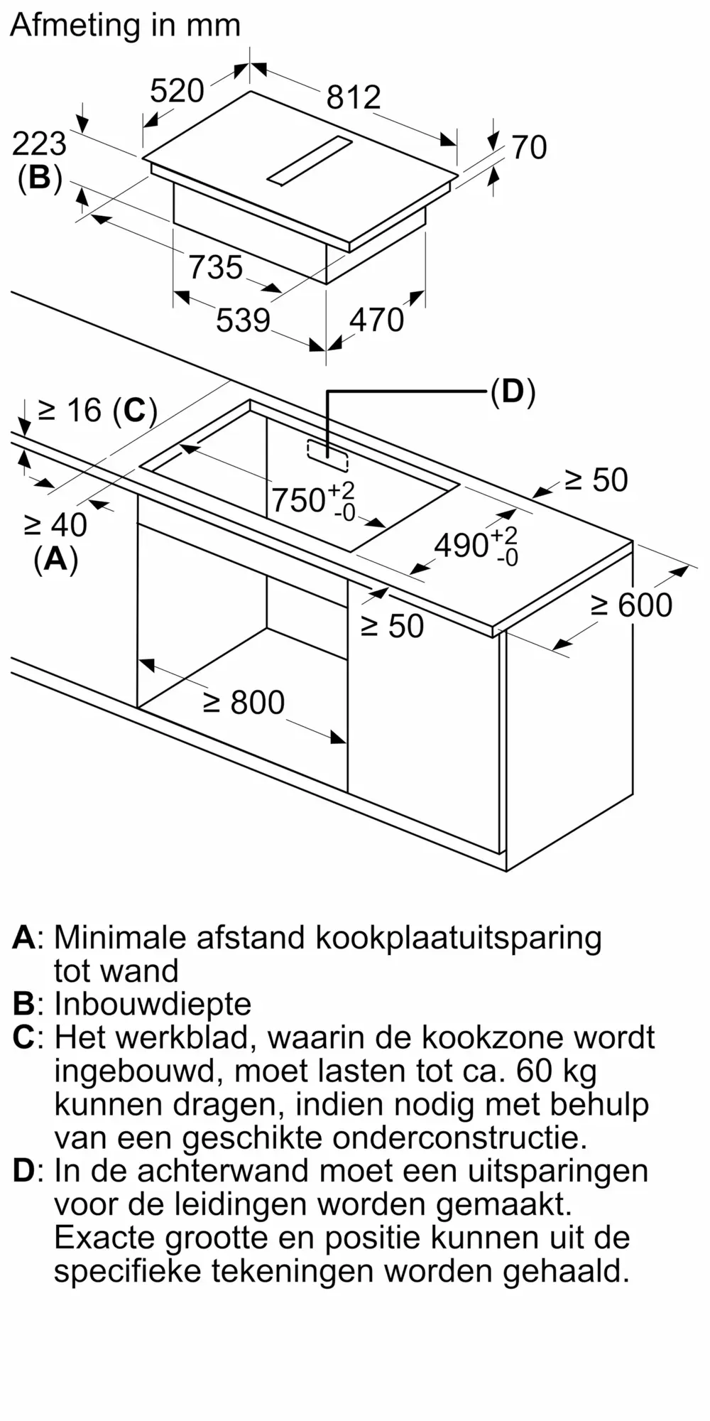 Serie 4 Inductiekookplaat met afzuiging 80 cm
