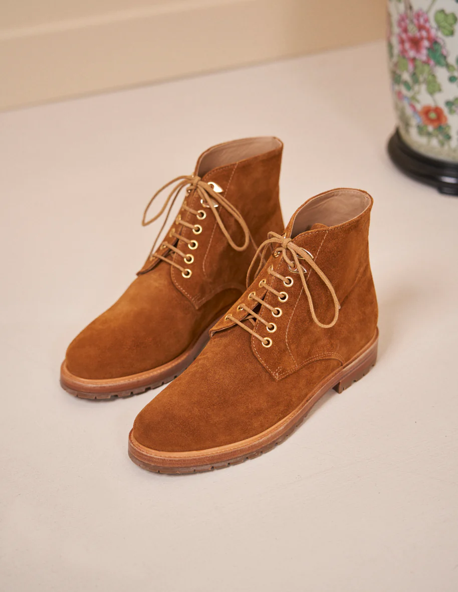 Bottines à lacets Laurène - Suède ambre