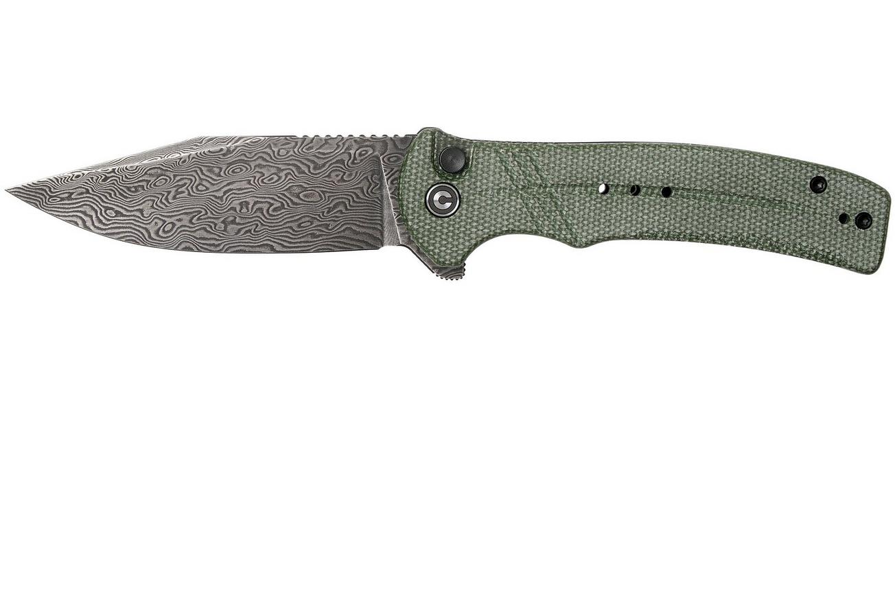Civivi Cogent C20038D-DS1 Damascus Plain Edge, Green Micarta zakmes