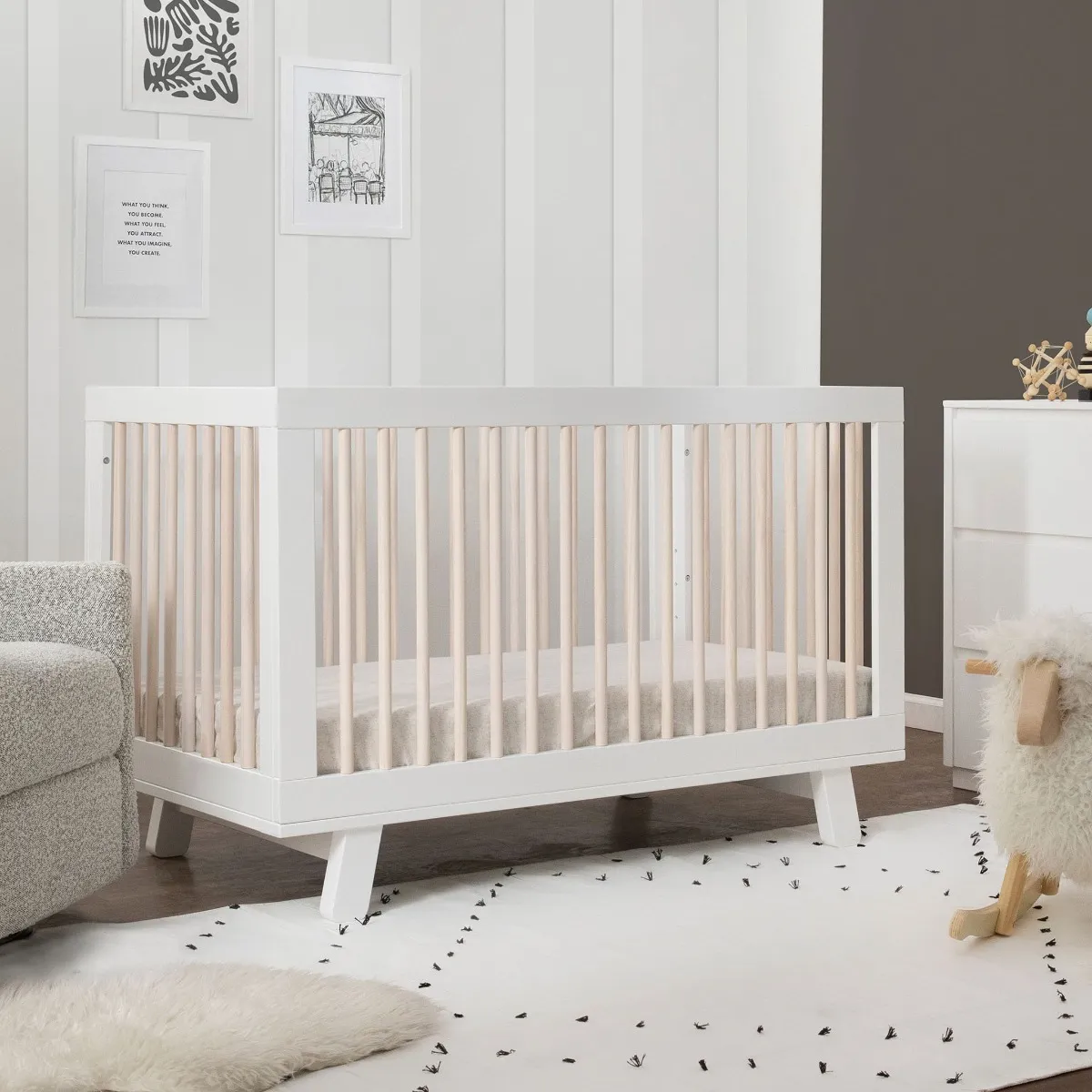 Babyletto Couchette Convertible 3 en 1 Hudson - Blanc  Naturel Lavé