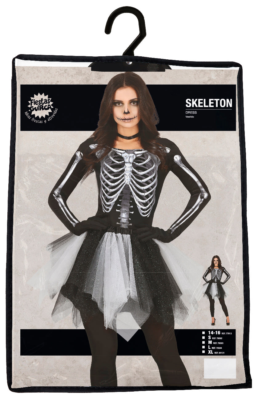 Skelet Halloween Jurk Dames Zwart