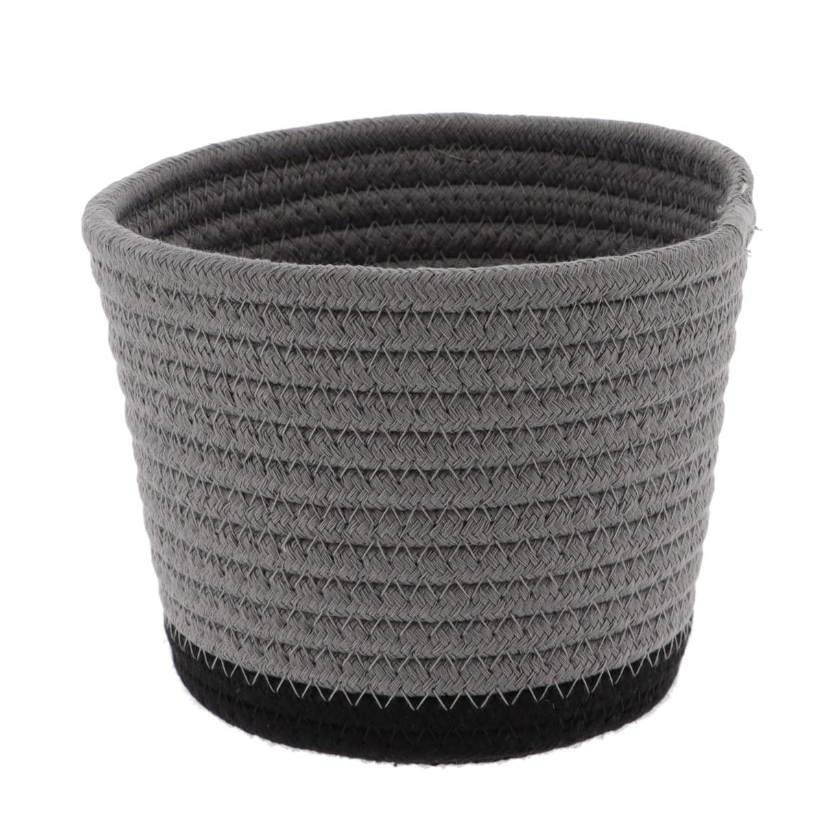 PANIER ROND COTON GRIS NOIR D.15X12CM