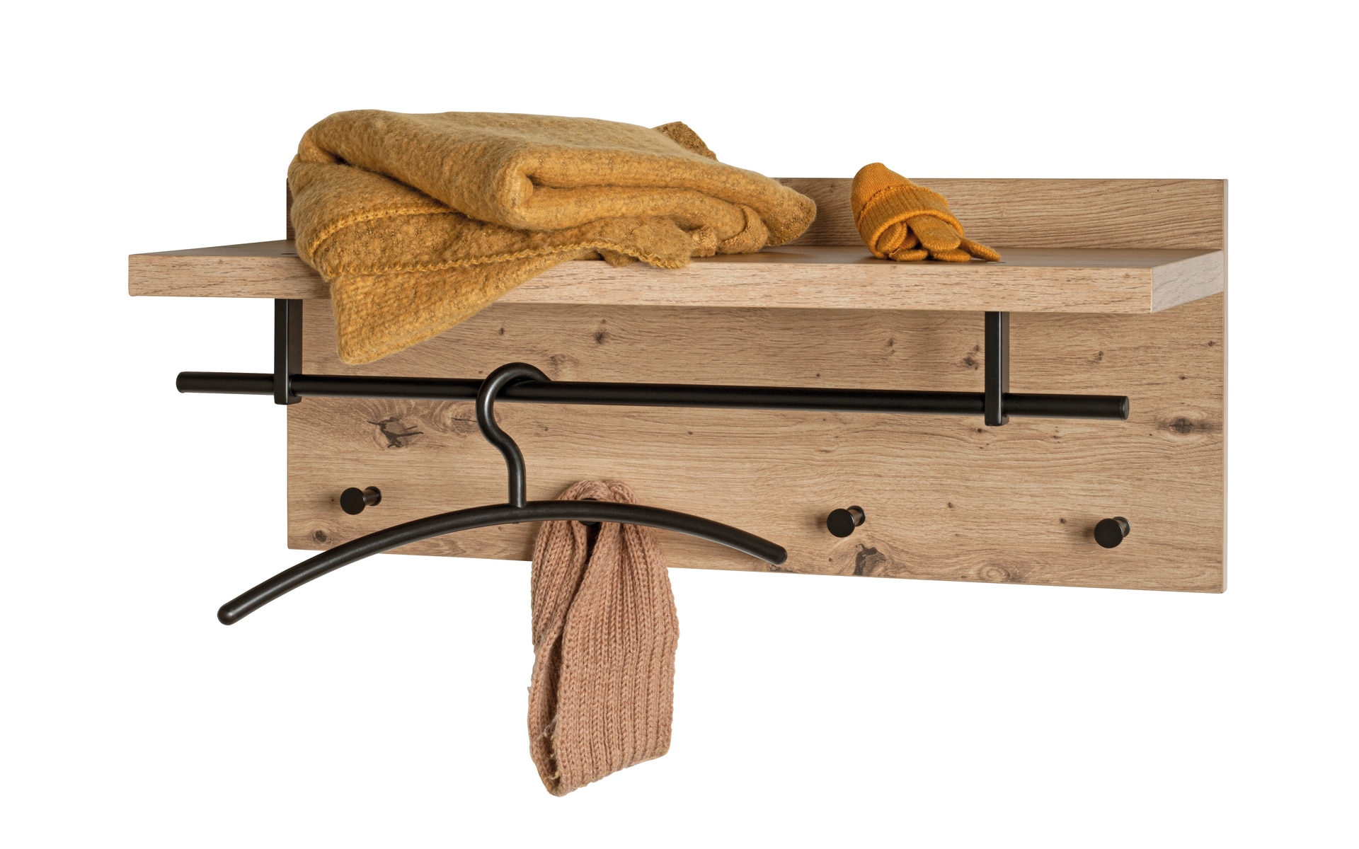 Wandgarderobe PARMA5 Eiche-Dekor/schwarz 75 x 30 cm