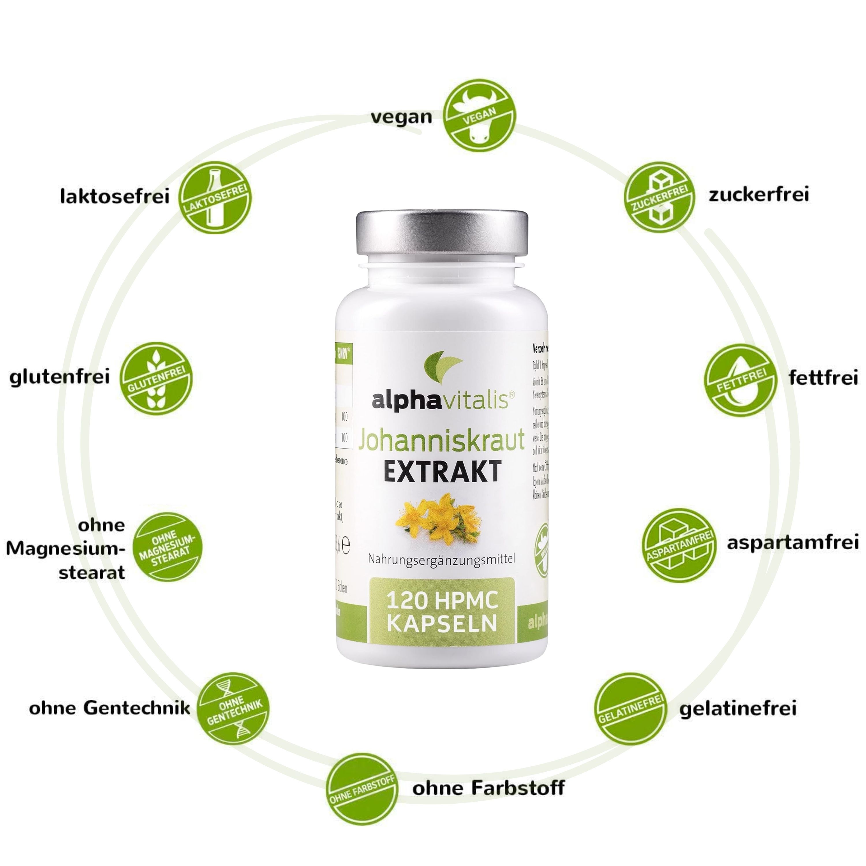 Alphavitalis® Johanniskraut Extrakt Kapseln mit Vitamin B6, B12