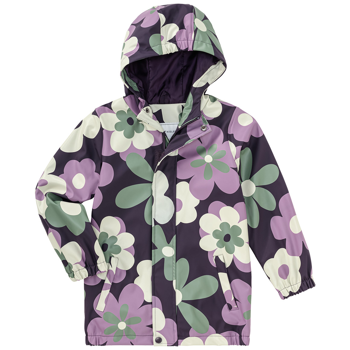Jonas Nielsen Mädchen Regenjacke mit Blumen-Print dunkellila / creme / helllila