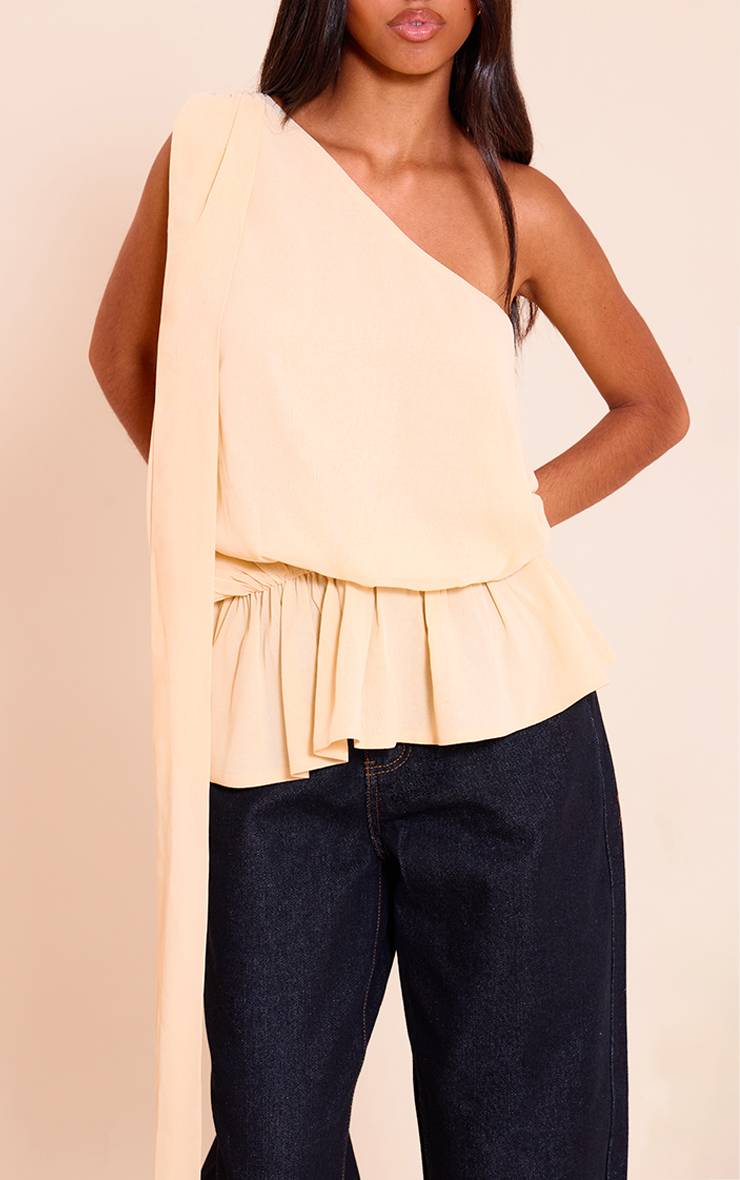 Amande Top Long Fluide Froncé Asymétrique Transparent Petite Taille