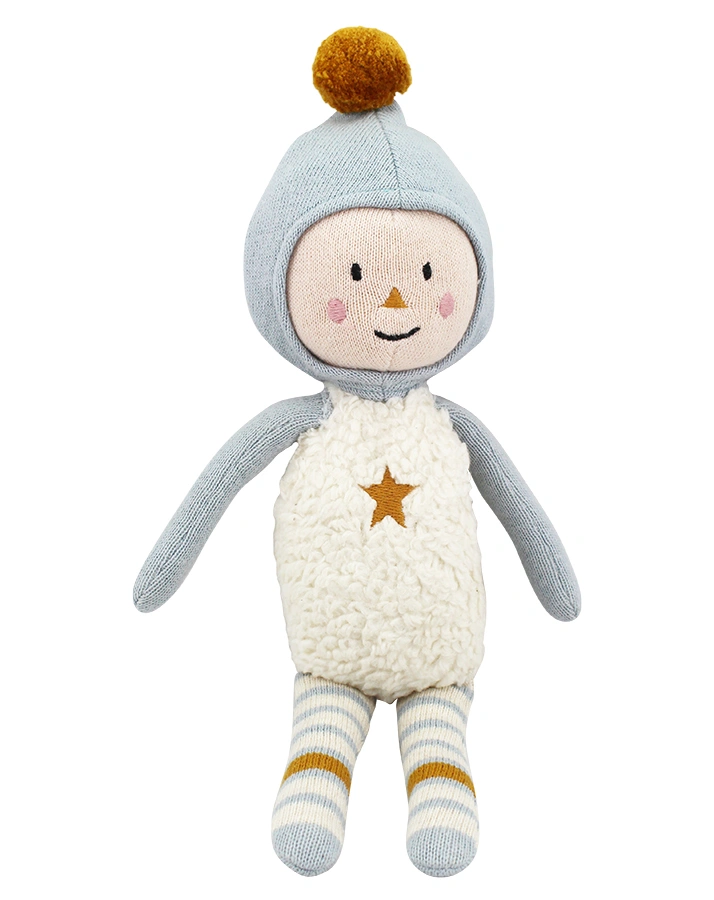 Strick-Puppe EDDY (30cm) in hellblau/creme