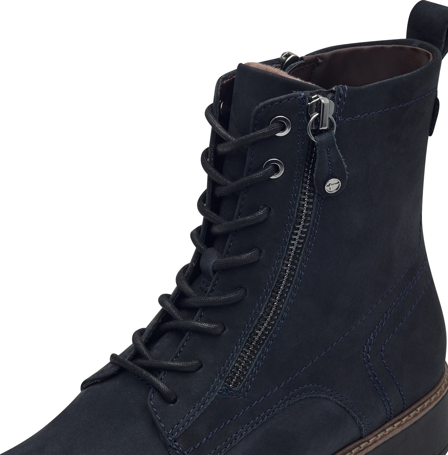 Tamaris Schnürboots  , Blockabsatz, Schnürstiefelette mit Zierreissverschluss aussen