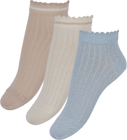 MP Sneaker-Socken - 3er-Pack - Petra - Hellblau/Rosa/Weiß m. Gli